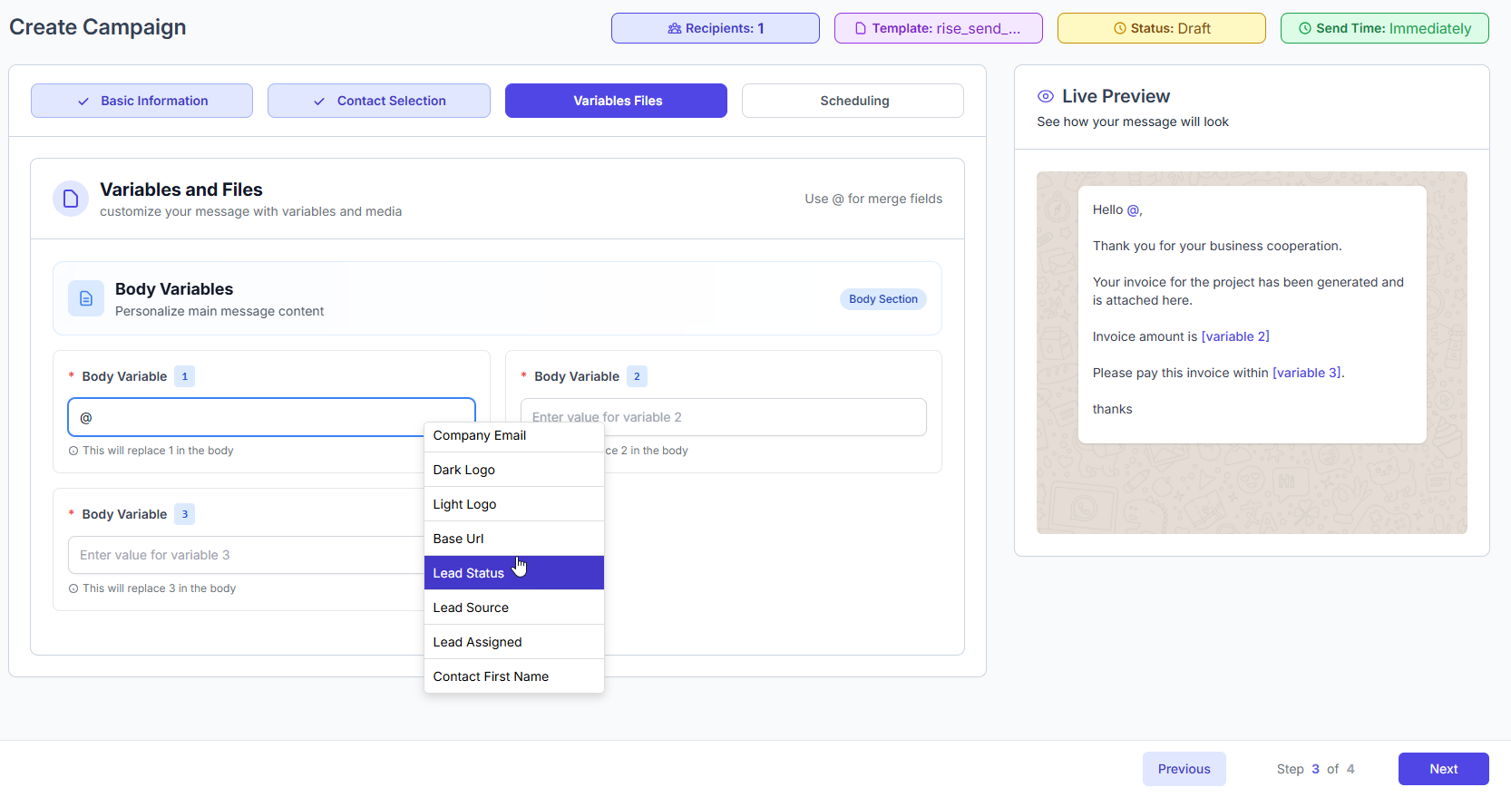 Campaign Merge Fields